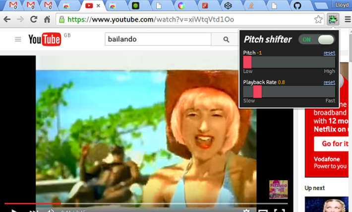 Pitch Shifter: Video audio meddler chrome extension